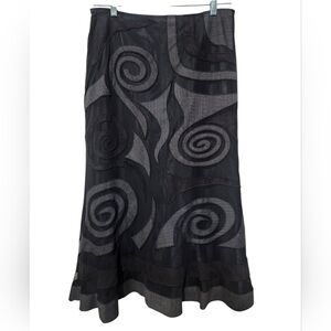 Tribal Black Artistic Abstract Swirl Skirt Size 8 EUC
